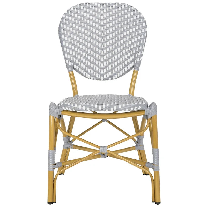 SAFAVIEH Lisbeth Parisian Bistro Stacking Navy/ White Side Chair (Set of 2) - 19W x 25D x 35H