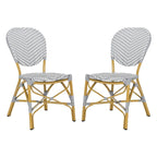 SAFAVIEH Lisbeth Parisian Bistro Stacking Navy/ White Side Chair (Set of 2) - 19W x 25D x 35H