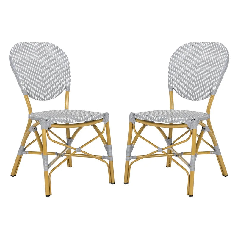 SAFAVIEH Lisbeth Parisian Bistro Stacking Navy/ White Side Chair (Set of 2) - 19W x 25D x 35H