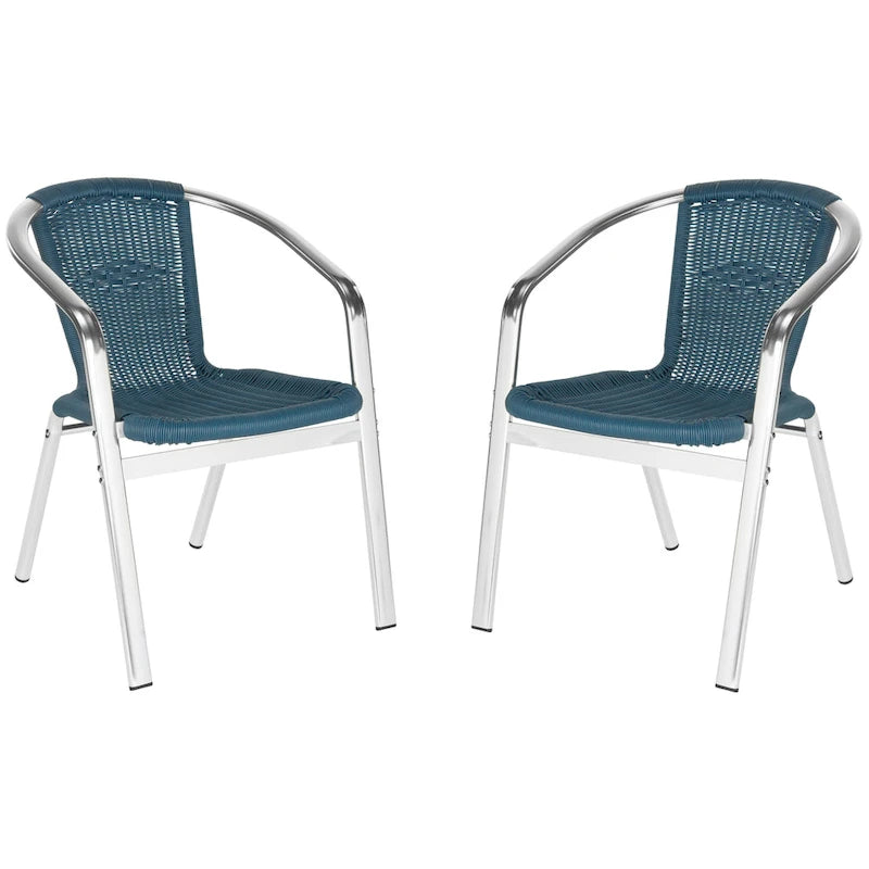 SAFAVIEH Wrangell Grey Indoor/Outdoor Stackable Chairs (Set of 2) - 22W x 23D x 28H