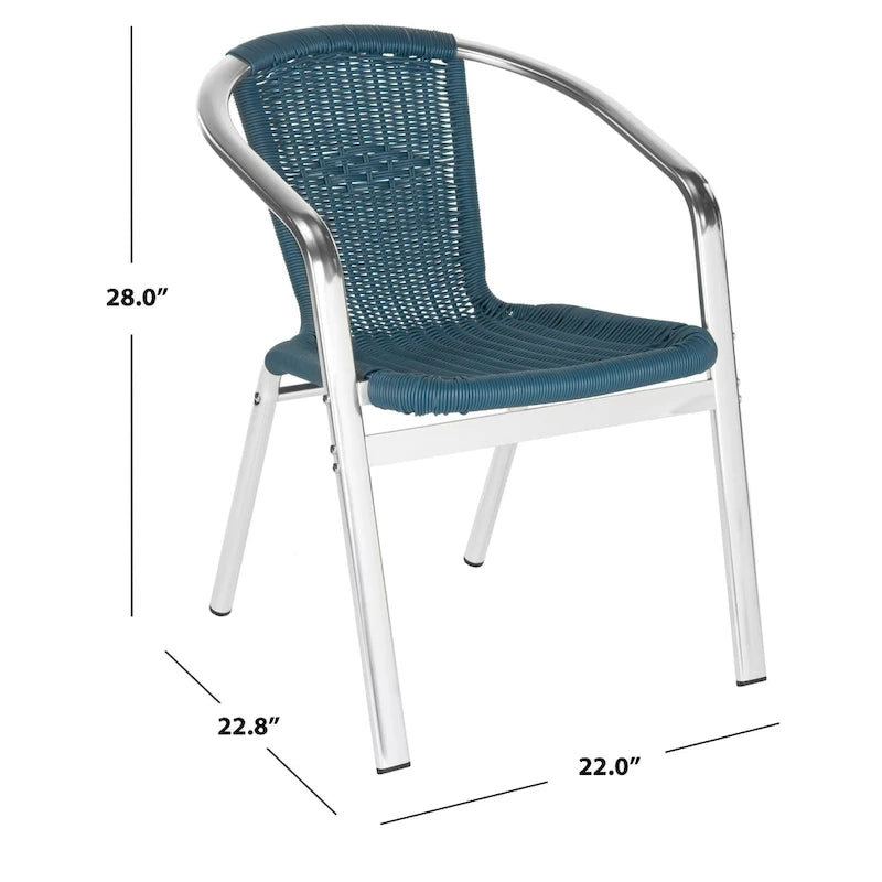 SAFAVIEH Wrangell Grey Indoor/Outdoor Stackable Chairs (Set of 2) - 22W x 23D x 28H