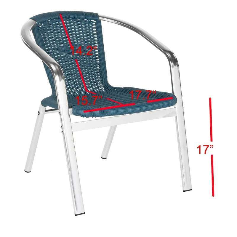 SAFAVIEH Wrangell Grey Indoor/Outdoor Stackable Chairs (Set of 2) - 22W x 23D x 28H