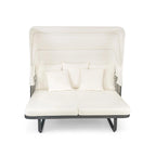 57 Outdoor Patio Daybed Rattan Daybed Outdoor Sunbed with Detachable Pillows for Patio, Backyard and Pool