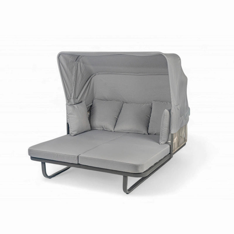 57 Outdoor Patio Daybed Rattan Daybed Outdoor Sunbed with Detachable Pillows for Patio, Backyard and Pool