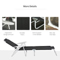 Folding Chaise Lounge, Outdoor Sun Tanning Chair, 4-Position Reclining Back, Armrests
