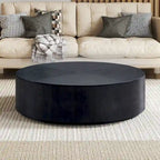 35.43 Modern Round Coffee Table with Solid Wood Base, Wood Grain Top, Ideal for Living Room, Bedroom, Apartment
