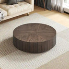 35.43 Modern Round Coffee Table with Solid Wood Base, Wood Grain Top, Ideal for Living Room, Bedroom, Apartment