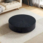 35.43 Modern Round Coffee Table with Solid Wood Base, Wood Grain Top, Ideal for Living Room, Bedroom, Apartment