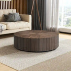 35.43 Modern Round Coffee Table with Solid Wood Base, Wood Grain Top, Ideal for Living Room, Bedroom, Apartment