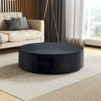 35.43 Modern Round Coffee Table with Solid Wood Base, Wood Grain Top, Ideal for Living Room, Bedroom, Apartment