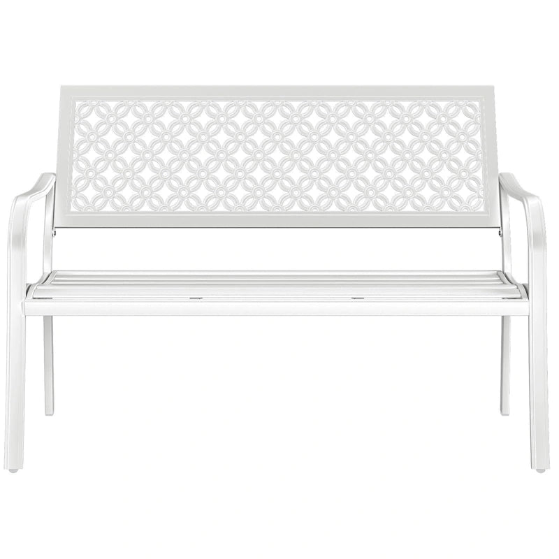 Outdoor Garden Bench with Anti-Rust Metal Powder Coated Frame, Patio Bench for Front Porch Park