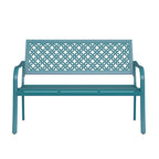 Outdoor Garden Bench with Anti-Rust Metal Powder Coated Frame, Patio Bench for Front Porch Park