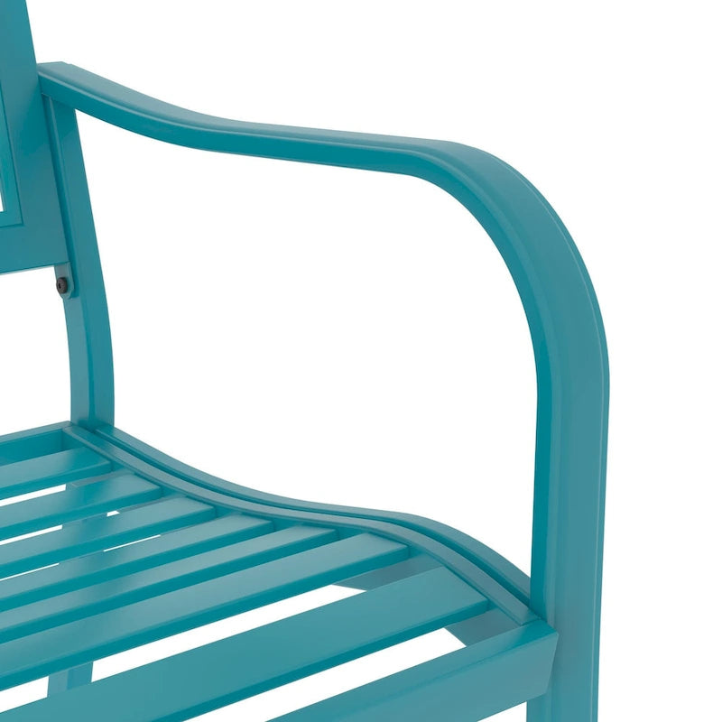 Outdoor Garden Bench with Anti-Rust Metal Powder Coated Frame, Patio Bench for Front Porch Park