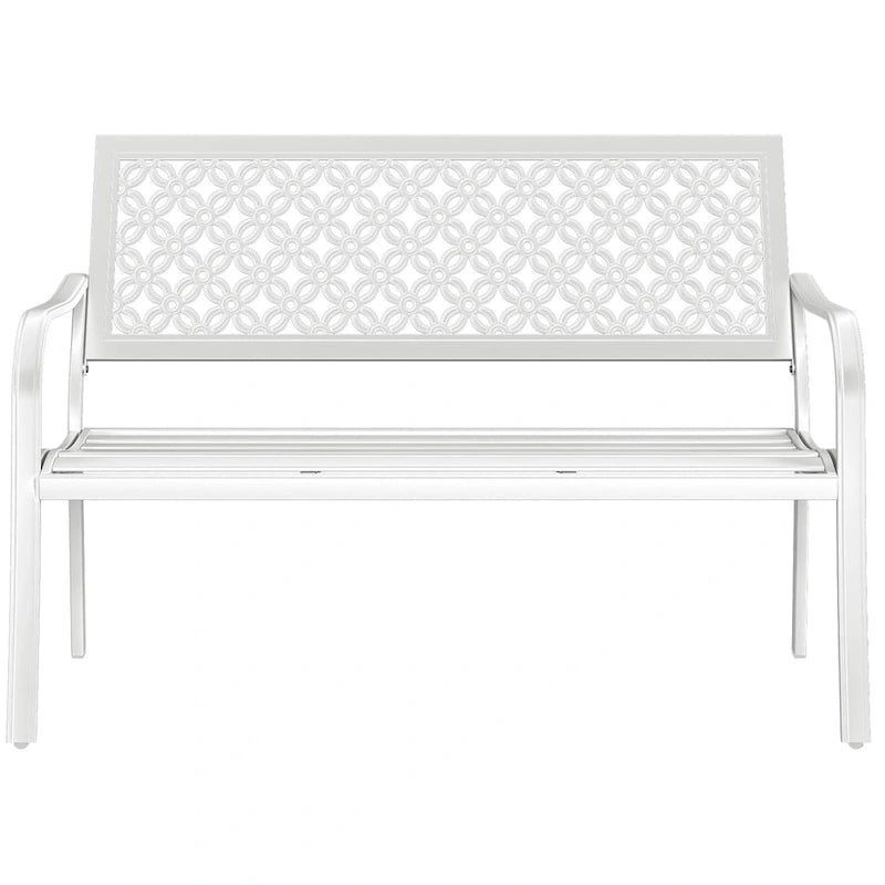 Outdoor Garden Bench with Anti-Rust Metal Powder Coated Frame, Patio Bench for Front Porch Park