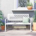 Outdoor Garden Bench with Anti-Rust Metal Powder Coated Frame, Patio Bench for Front Porch Park