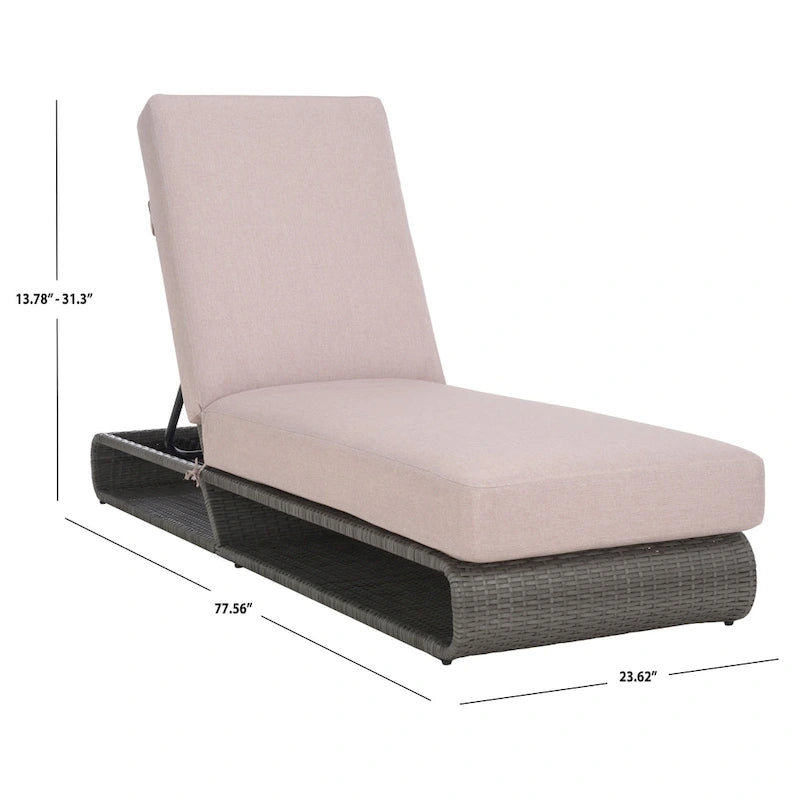 SAFAVIEH Outdoor Vale Chaise Lounge Chair with Cushion - 24W x 78D x 31H