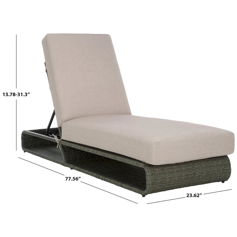 SAFAVIEH Outdoor Vale Chaise Lounge Chair with Cushion - 24W x 78D x 31H