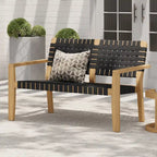 Christopher Knight Home - Hilary Acacia Wood Outdoor Loveseat with Woven Rope, 2-Seater Sofa