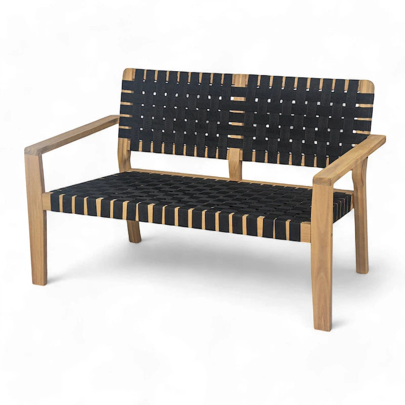 Christopher Knight Home - Hilary Acacia Wood Outdoor Loveseat with Woven Rope, 2-Seater Sofa