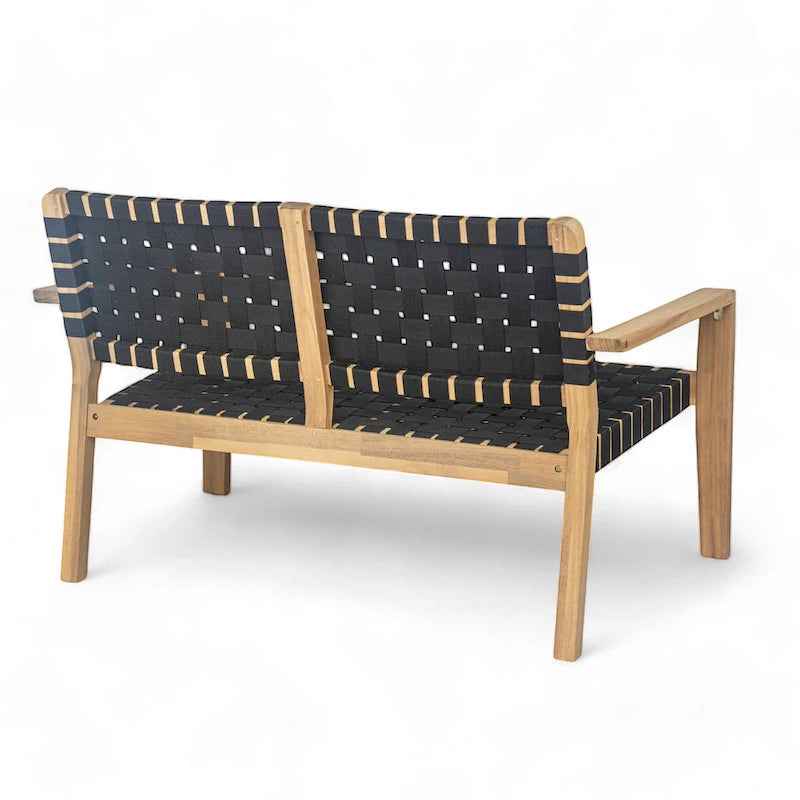 Christopher Knight Home - Hilary Acacia Wood Outdoor Loveseat with Woven Rope, 2-Seater Sofa