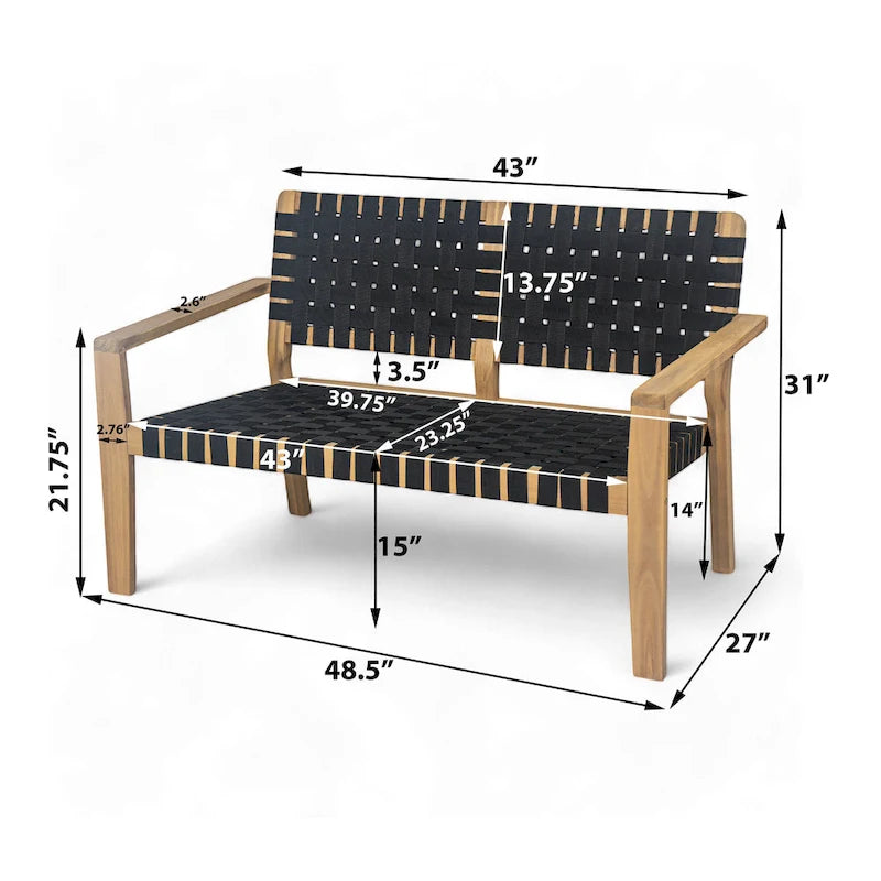 Christopher Knight Home - Hilary Acacia Wood Outdoor Loveseat with Woven Rope, 2-Seater Sofa