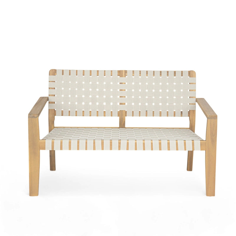 Christopher Knight Home - Hilary Acacia Wood Outdoor Loveseat with Woven Rope, 2-Seater Sofa