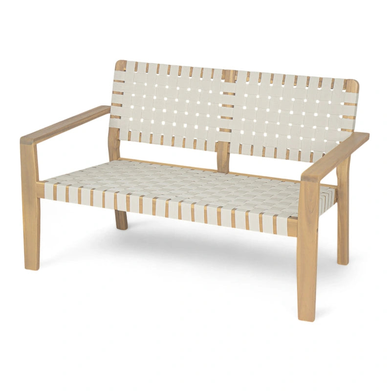 Christopher Knight Home - Hilary Acacia Wood Outdoor Loveseat with Woven Rope, 2-Seater Sofa