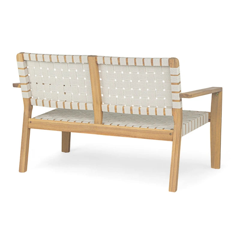 Christopher Knight Home - Hilary Acacia Wood Outdoor Loveseat with Woven Rope, 2-Seater Sofa