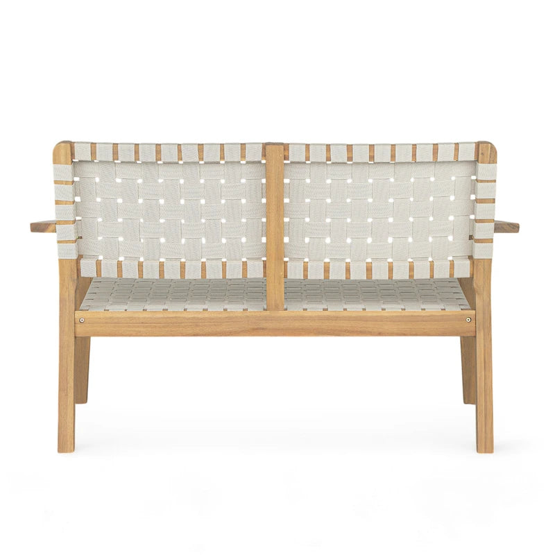 Christopher Knight Home - Hilary Acacia Wood Outdoor Loveseat with Woven Rope, 2-Seater Sofa