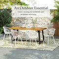 Patricia Outdoor 7-Piece Dining Sets Acacia Wood Table with Polypropylene Accent Chairs by Christopher Knight Home