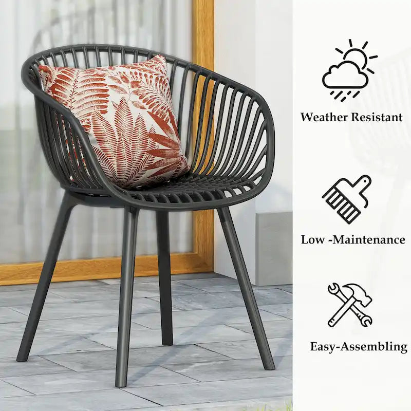 Patricia Outdoor 7-Piece Dining Sets Acacia Wood Table with Polypropylene Accent Chairs by Christopher Knight Home