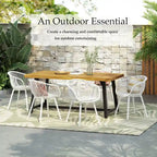 Patricia Outdoor 7-Piece Dining Sets Acacia Wood Table with Polypropylene Accent Chairs by Christopher Knight Home