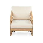 Lenrn Wood Textilene Club Chair with Acacia Frame and Water-Resistant Cushions by Christopher Knight Home