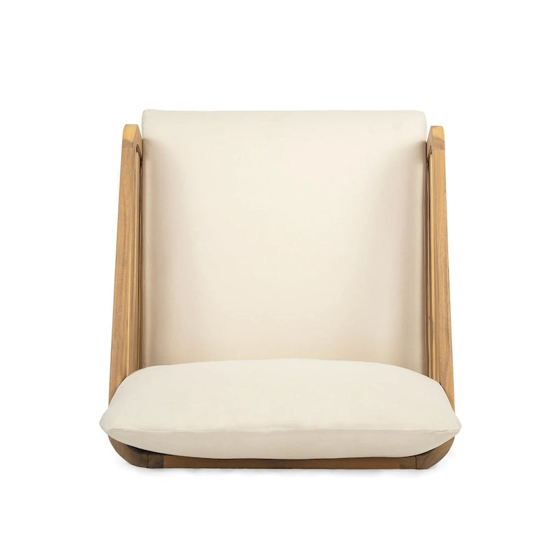 Lenrn Wood Textilene Club Chair with Acacia Frame and Water-Resistant Cushions by Christopher Knight Home