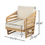 Lenrn Wood Textilene Club Chair with Acacia Frame and Water-Resistant Cushions by Christopher Knight Home