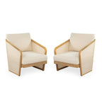 Lenrn Wood Textilene Club Chair with Acacia Frame and Water-Resistant Cushions by Christopher Knight Home