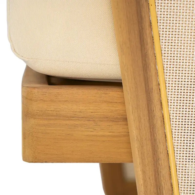 Lenrn Wood Textilene Club Chair with Acacia Frame and Water-Resistant Cushions by Christopher Knight Home