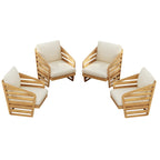 Lenrn Wood Textilene Club Chair with Acacia Frame and Water-Resistant Cushions by Christopher Knight Home