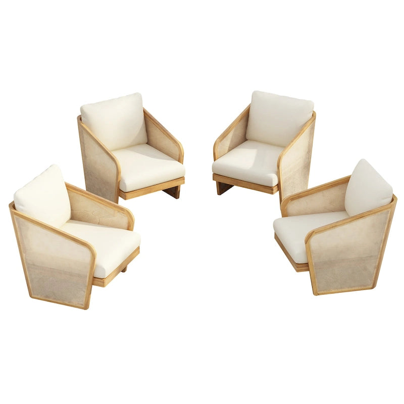 Lenrn Wood Textilene Club Chair with Acacia Frame and Water-Resistant Cushions by Christopher Knight Home