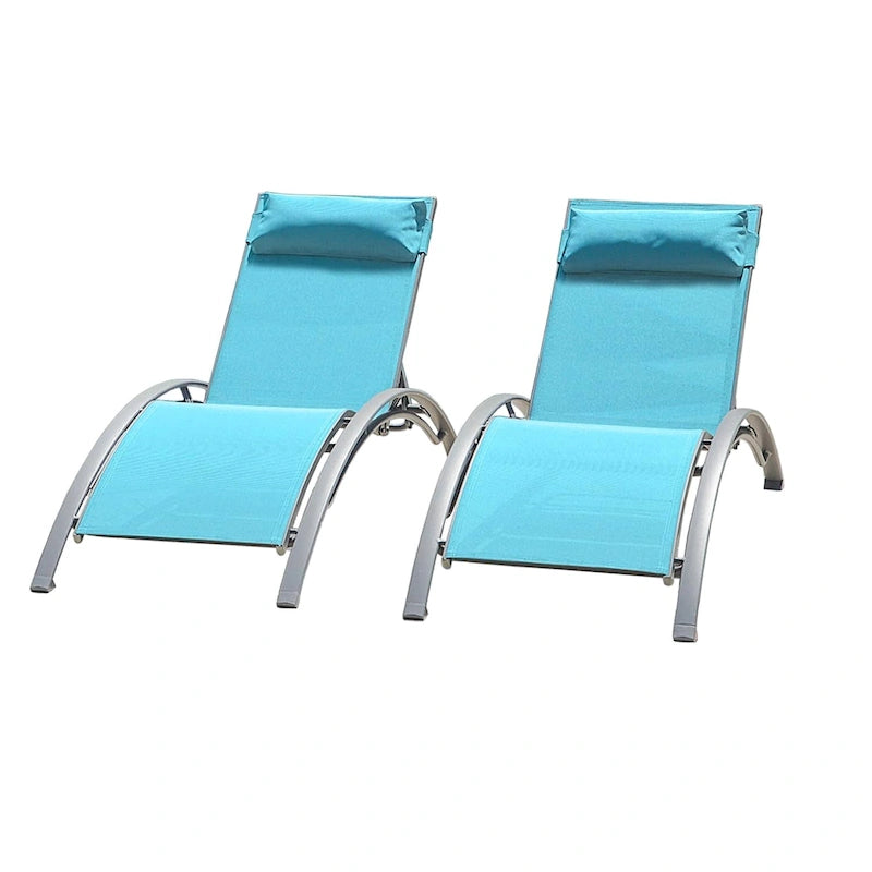 GDFStudio - Noah Adjustable Outdoor Chaise Lounge Patio Recliner Chair Set of 2