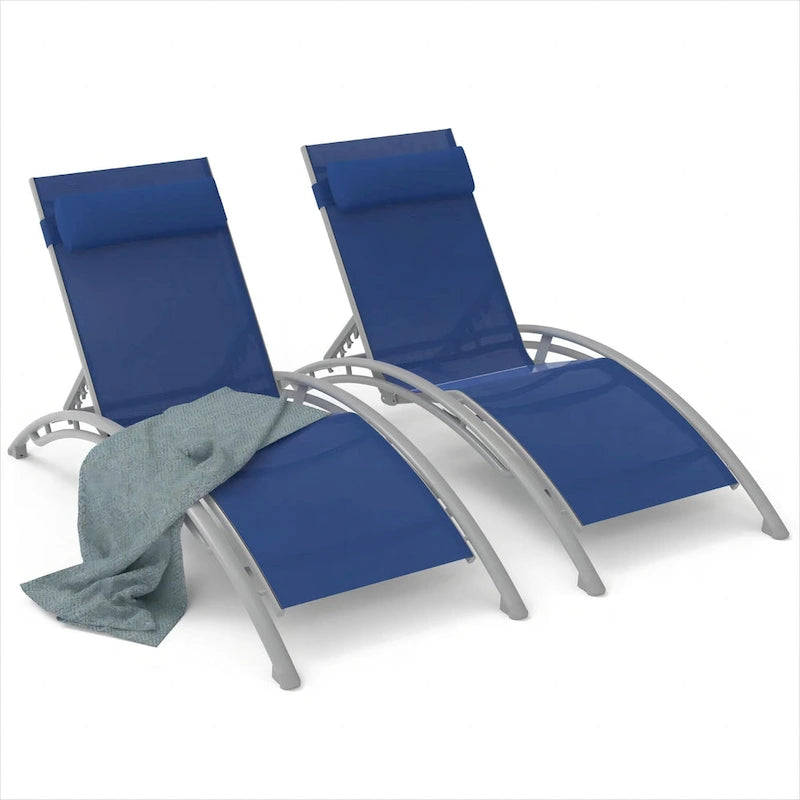 GDFStudio - Noah Adjustable Outdoor Chaise Lounge Patio Recliner Chair Set of 2