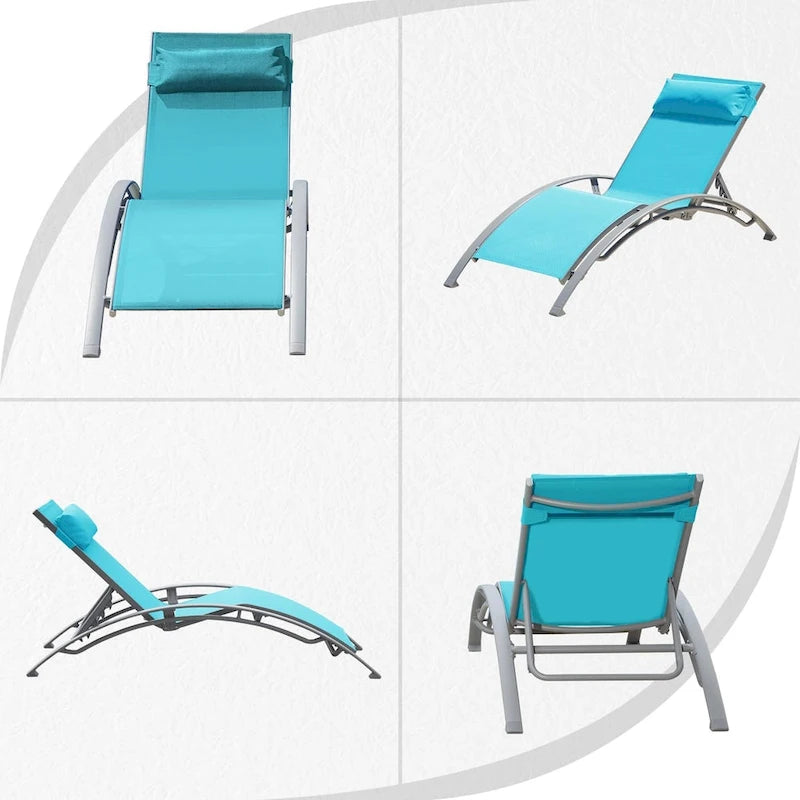 GDFStudio - Noah Adjustable Outdoor Chaise Lounge Patio Recliner Chair Set of 2