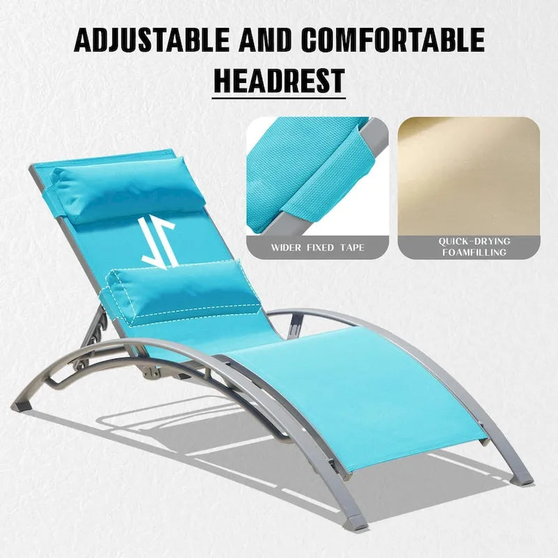 GDFStudio - Noah Adjustable Outdoor Chaise Lounge Patio Recliner Chair Set of 2