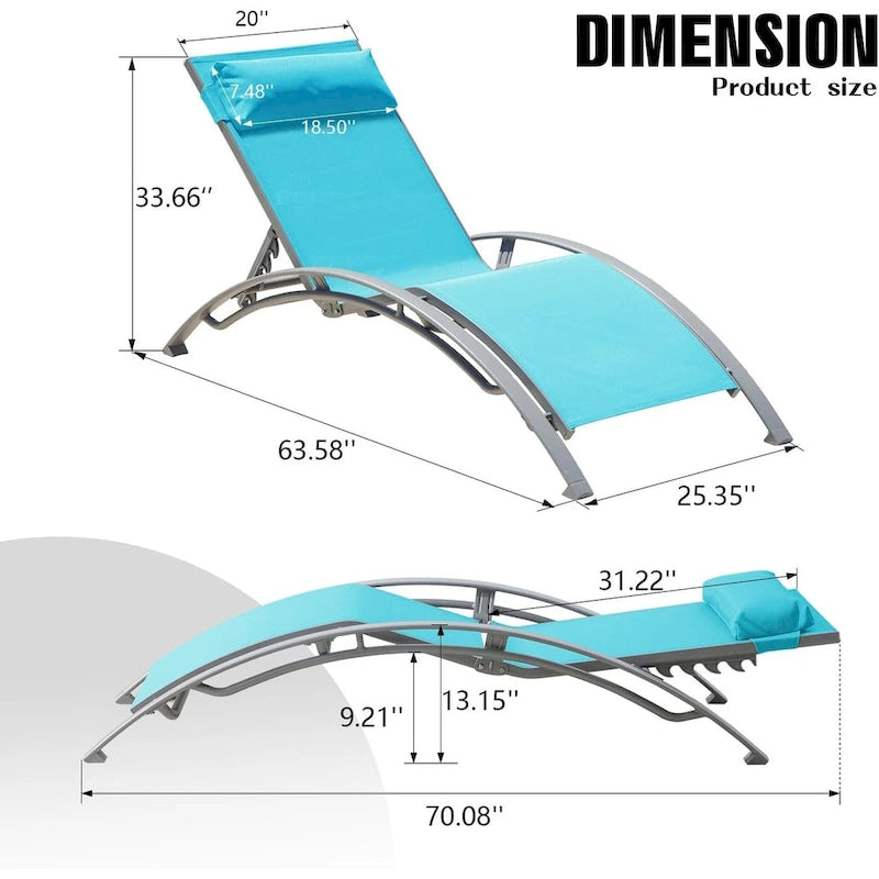 GDFStudio - Noah Adjustable Outdoor Chaise Lounge Patio Recliner Chair Set of 2