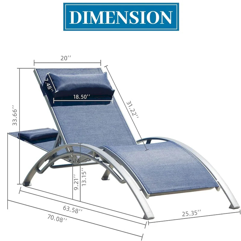 GDFStudio - Noah Adjustable Outdoor Chaise Lounge Patio Recliner Chair Set of 2