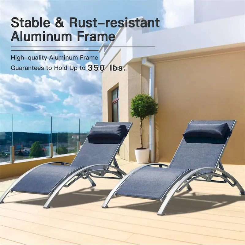GDFStudio - Noah Adjustable Outdoor Chaise Lounge Patio Recliner Chair Set of 2
