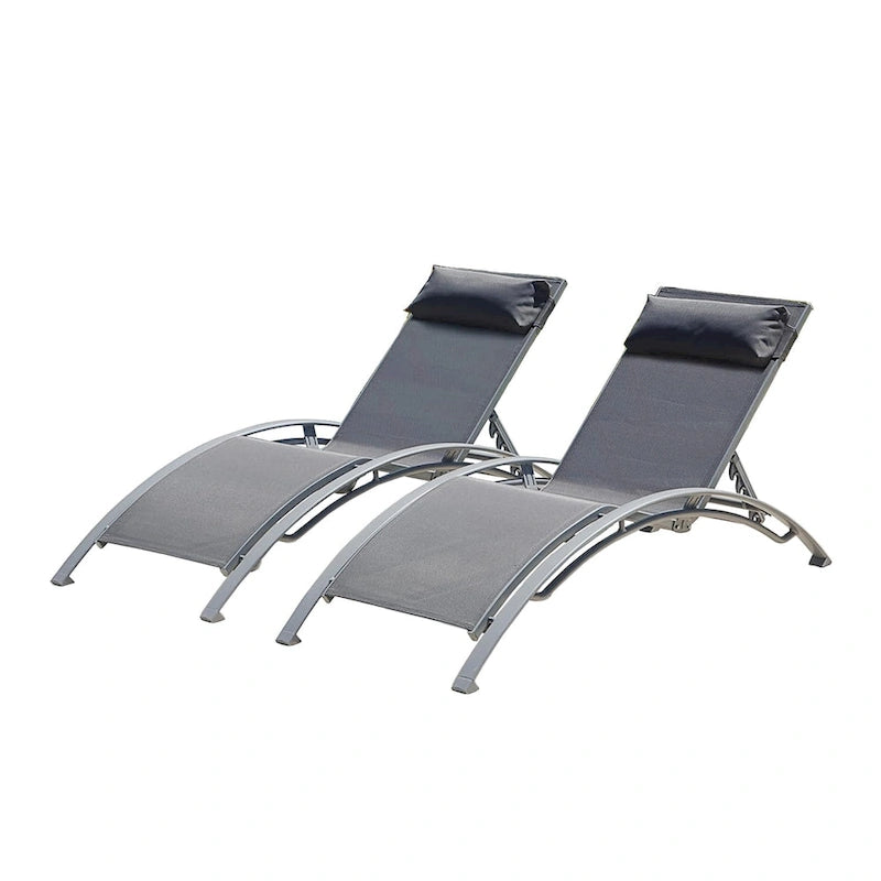 GDFStudio - Noah Adjustable Outdoor Chaise Lounge Patio Recliner Chair Set of 2