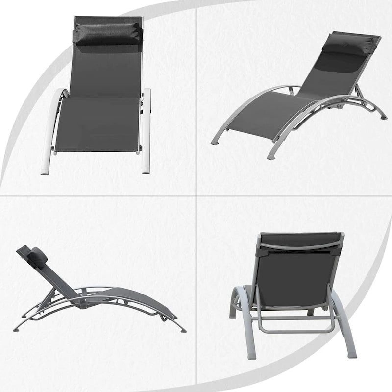 GDFStudio - Noah Adjustable Outdoor Chaise Lounge Patio Recliner Chair Set of 2