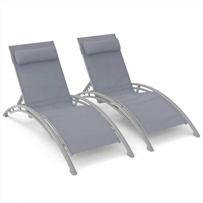 GDFStudio - Noah Adjustable Outdoor Chaise Lounge Patio Recliner Chair Set of 2