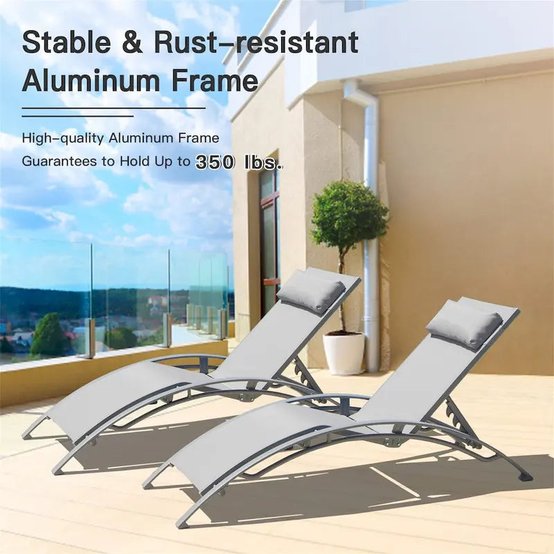 GDFStudio - Noah Adjustable Outdoor Chaise Lounge Patio Recliner Chair Set of 2
